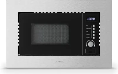Produktbild von Klarstein Verosteel Einbaumikrowelle 60 cm mit Grill – 20L, 700W Mikrowelle & 800W Grill, 8 Programme, Touch-Bedienung, Edelstahl, Auftaufunktion, LED-Innenbeleuchtung, Edelstahl
