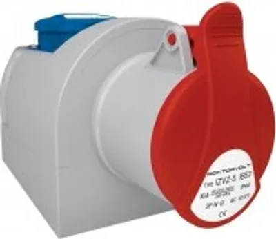 Obrázok produktu pre Kombinovaná zásuvka CEE 16A IP44 400V 6h 5-pólová predradená s výklopným krytom Nástenný rozvádzač