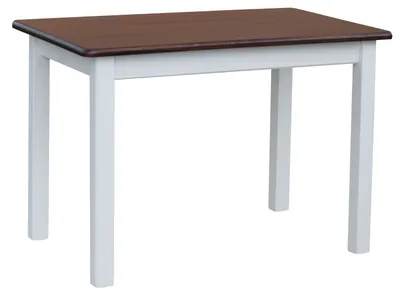 Obrázok produktu pre Biely stôl z masívneho borovicového dreva s doskou vo farbe orech 110 x 80 cm