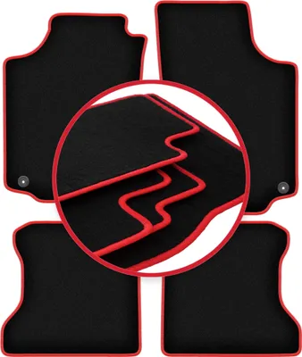 Produktbild von Fußmatten Automatten Velours Schwarz/Rot für Opel Combo C 2001-2011 Set 4-tlg
