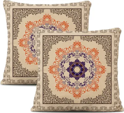 Obrázok produktu pre 2-balenie obliečok na vankúše Plyšové vlákno 45 cm X 45 cm, Dekoračný poťah na vankúš, Mandala, Bohémsky, Boho dekor, Hippie, Retro etno vankúš na gauč, spálňu, obývaciu izbu, farmu