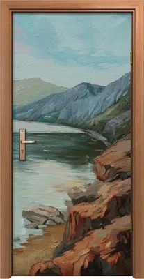 Produktbild von Türposter 90x200 cm Türaufkleber Türtapete Türfolie Klebefolie Berge Morgens auf dem Meer Gemälde