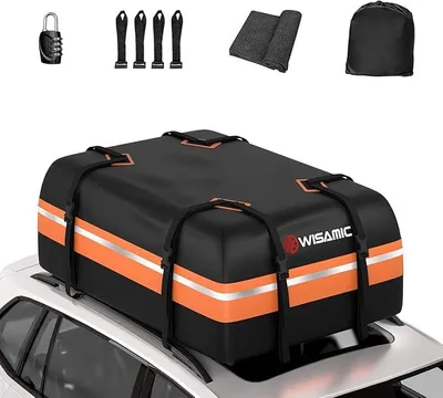 Produktbild von Auto Dachbox 425 Liter Faltbar Dachtasche Wasserdicht Dachkoffer Tragbar Aufbewahrungsbox mit Anti-Rutsch Matte für Auto mit/ohne Reling zu Reisen und Gepäcktransport