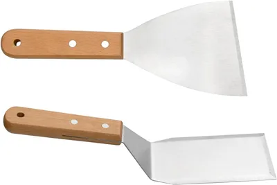 Produktbild von Planchaspatel Set 2 Stücke, Edelstahl, Holzgriff, für Grillen