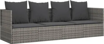 Produktbild von vidaXL Outdoor-Loungebett mit Kissen Grau Poly Rattan