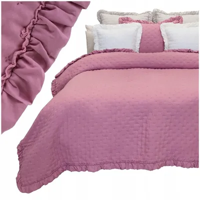 Produktbild von Bettüberwurf Celia 170x210 cm rosa mit Rüsche, gesteppt
