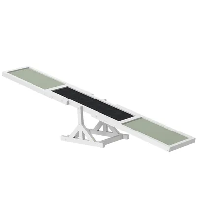 Zdjęcie produktu dla Fortuna Lai Huśtawka dla psów, drewniana huśtawka agility dla psów, antypoślizgowa rampa agility dla psów poniżej 30 kg, do ćwiczenia równowagi, 180 x 30 x 30 cm, biała