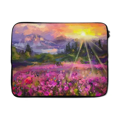 Produktbild von MuchoWow® Laptop Hülle 15 Zoll Gemälde - Ölfarbe - Blumen - Natur - Sonne Laptoptasche - Laptoptasche - Sleeve - Rundum-Schutz