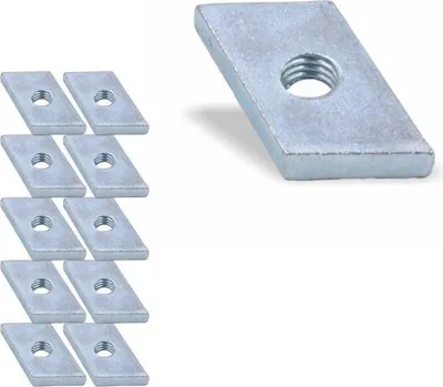 Produktbild von 10x Nutenstein | Gewindeplatte Rhombus 20x13x4 mm M6 Gewinde Winkel 24° | Stahl verzinkt 5-8um