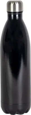 Image de Intirilife Verseuse isolante en NOIR - 1 litre Verseuse thermos en acier inoxydable Bouteille isolante anti-fuite parfaitement adaptée aux boissons chaudes et froides au travail, en excursion, en camping, etc.