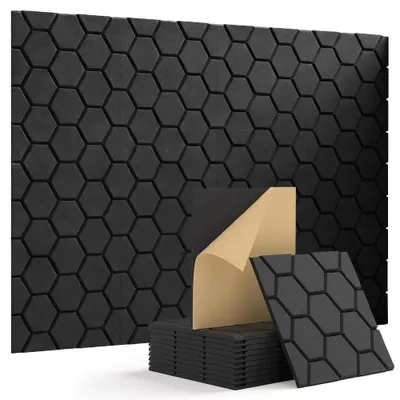 Immagine prodotto di Set di 12 pannelli fonoassorbenti autoadesivi, dimensioni 30 x 30 cm