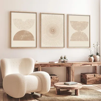 Produktbild von Wallity, Huhu258 - 50 x 70, Dekorativ gerahmtes MDF-Gemälde (3 Stück), Mehrfarbig, 100 % MDF, 50 x 70 cm