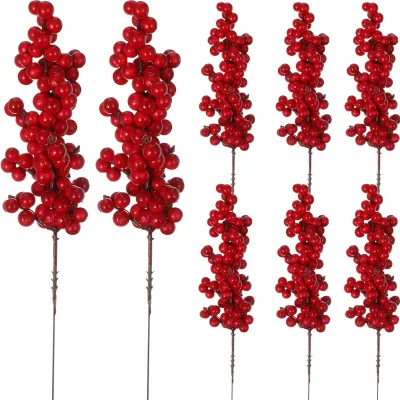 8 künstliche Beerenzweige rot, Weihnachtsdeko, Hochzeit, Wohnkultur