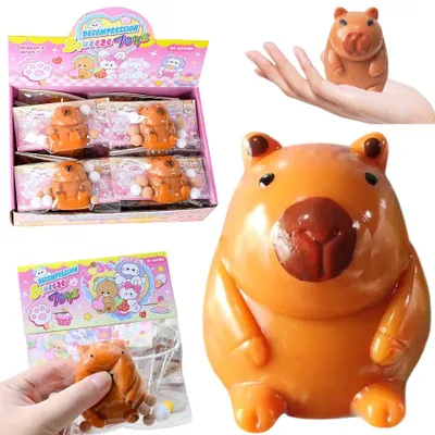 Zdjęcie produktu dla Gniotek Kapibara Z Kulkami Antystresowy Squishy Mochi Kawaii Zwierzątko