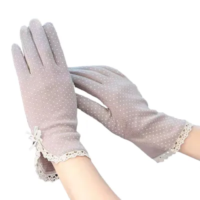 Produktbild von 1 Paar Sonnenschutzhandschuhe extra weich Design UV-Schutz Baumwolle Sommer Damen Touchscreen-Sonnenschutzhandschuhe für Damen-Lila