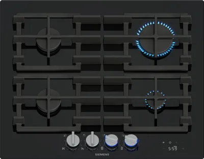Produktbild von Siemens iQ700 ER6A6PH40, Schwarz, Integriert, 59 cm, Gaskochfeld, Gehärtetes Glas, 4 Zone(n)