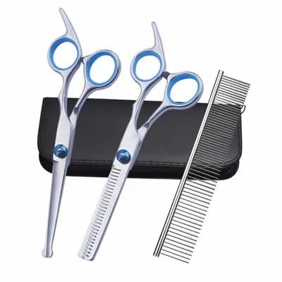 Produktbild von Hundeschere Set,Profi 3 -In-1 Hundeschere, Hund und Katze Grooming Schere,Gebogene,Gerade Schere, Fellpflegekamm