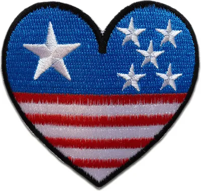 Produktbild von Usa Herz I Love Usa Flagge Fahne - Aufnäher, Bügelbild, Aufbügler, Applikationen, Patches, Flicken, Zum Aufbügeln, Größe: 6,8 x 7,5 cm
