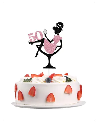 Tortenaufsatz Happy Birthday 50, rosa, Prinzessin, 13,5x28 cm