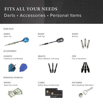 Productafbeelding van Draagtas voor 12 darts van staal of soft tip, met extra vakken voor accessoires
