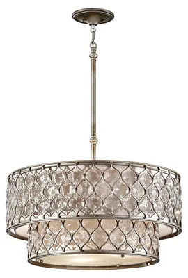 Zdjęcie produktu dla Żyrandol Lucia oksydowany srebrny 6xE27x60W kryształ wym:198x62,2x62,2cm IP20 Feiss