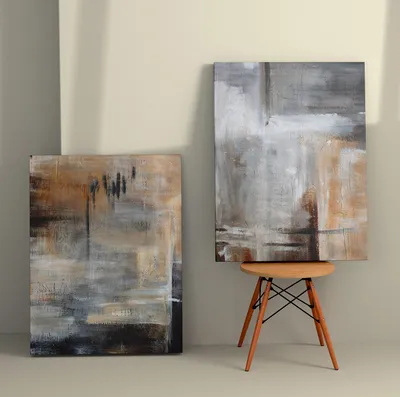 Produktbild von Wallity, 2KNV4268 - 50 x 70, Dekoratives Leinwandgemälde (2 Stück), Mehrfarbig, 100 % LEINWAND, 50 x 70 cm