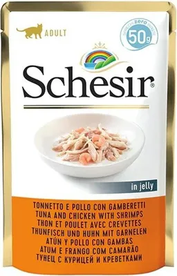 Produktbild von SCHESIR in jelly Tuna and chicken with shrimps - nassfutter für Katzen - 50 g