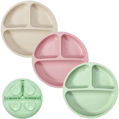 Immagine prodotto di Set di 3 piatti in silicone per bambini con ventosa