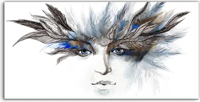 Produktbild von Coloray Glasbild 140x70  Wandbild Glasbilder Foto Bild Federn um die Augen herum