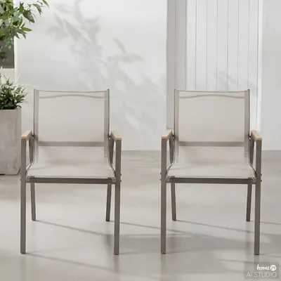 Produktbild von home24 Gartenstuhl - 2er-Set - Stahl / Olefin