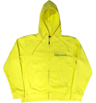 Imagen del producto de Nirvana Sorbet Ray Happy Face (estampado en la parte trasera) Sudadera de color amarillo neón, talla M