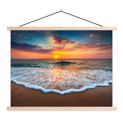 Produktbild von MuchoWow® Textilposter Strand - Meer - Sonnenuntergang 60x45 cm mit holzfarbenen Rahmen - Bild