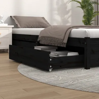 Produktbild von vidaXL Bettschubladen 2 Stk. Schwarz Massivholz Kiefer