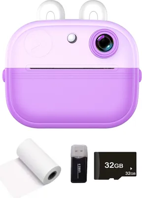 Obrázok produktu pre Detský fotoaparát, termálna okamžitá tlačiareň, 2,0" obrazovka, fototlačiareň, 48 MP, podpora zadnej kamery, časovač nahrávania, nahrávanie videa, termálna tlač bez atramentu s 1 bielym tlačovým papierom, vzdelávacia hračka pre batoľatá, darček k narodeninám pre dievčatá, chlapcov, na dovolenku, cestovanie