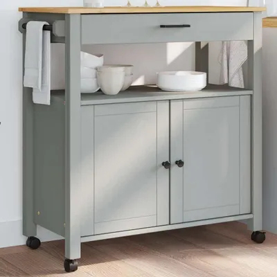 Obrázek produktu pro Kuchyňský vozík monza masivní borové dřevo Šedá / 84 x 40 x 90 cm