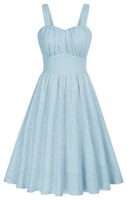 Produktbild von Belle Poque Damen Vintage ärmellos Solid Floral Geraffte Empire-Taille A-Linie S
