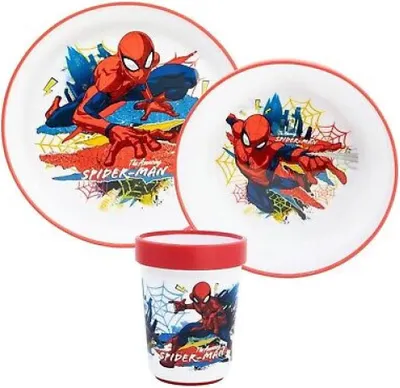 Produktbild von Marvel Spiderman Kinder antirutsch Geschirr-Set 3 teilig Becher Teller Schüssel