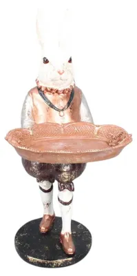 Produktbild von Kaninchen-Figur aus Harz mit Teller, 30 cm