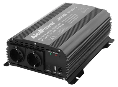 Produktbild von Alcapower Spannungswandler reiner Sinus 1000W 24V DC auf 230V AC, Schutz vor Überspannung, Kurzschluss und Überhitzung.
