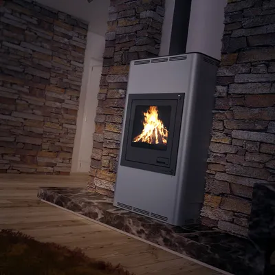 Produktbild von HS FLAMINGO Kaminofen AQUAFLAM 17 mit Wärmetauscher automatische Regelung grau