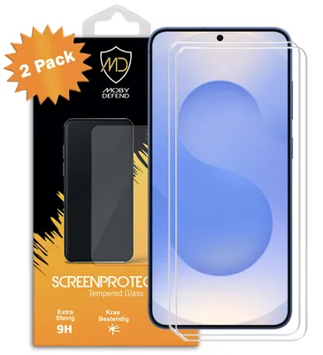 Productafbeelding van 2-Pack MobyDefend Screenprotectors - Geschikt voor Samsung Galaxy S25 Plus (S25+) - Case-Friendly Screensavers - Gehard Glas