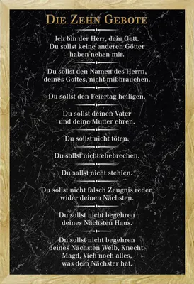 Produktbild von Die 10 Gebote - Poster - Schwarz + Wechselrahmen, Shinsuke® Maxi MDF Buche, Acryl-Scheibe