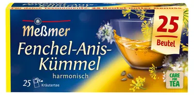 Zdjęcie produktu dla Meßmer Tea Drink Fennel Aniseed and Caraway Herbata ziołowa 25 torebek 50g