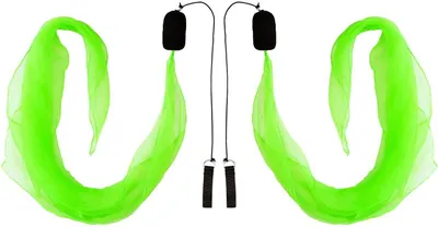 Produktbild von Diabolo Freizeitsport Weiche Poi - UV reaktiv Spiral Poi 40x40cm  für Kinder und Anfänger mit Chiffonschwanz und Tragetasche | Leicht UV Grün weiche P