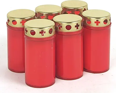 Image de 6 pièces 3 jours-brûleur Bougies funéraires Décoration de cimetière Lumières funéraires rouge blanc