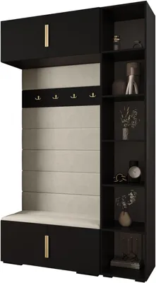 Produktbild von MEBLE KRYSPOL Inova 1 Möbelset Garderobe, 236,7x140x47cm - Schwarz, Manila 02, Gold