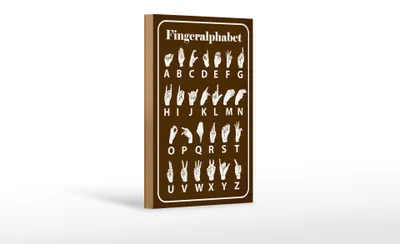 Produktbild von Holzschild Hinweis 12x18 cm Fingeralphabet von A bis Z Deko Schild