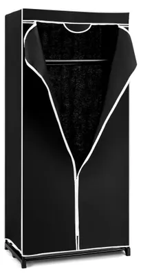 Produktbild von Faltbarer Stoffkleiderschrank mit Kleiderstange und Regal (Schwarz)