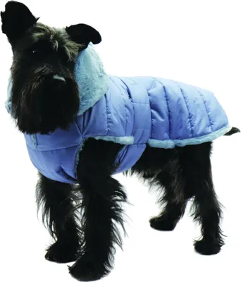 Produktbild von Fashion Dog Hunde-Steppmantel mit Kunstpelz-Futter - Azzurro - 36 cm
