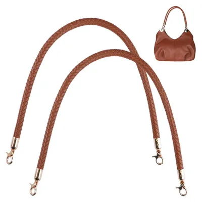 2 geflochtene Taschenhenkel PU-Leder 60 cm braun
